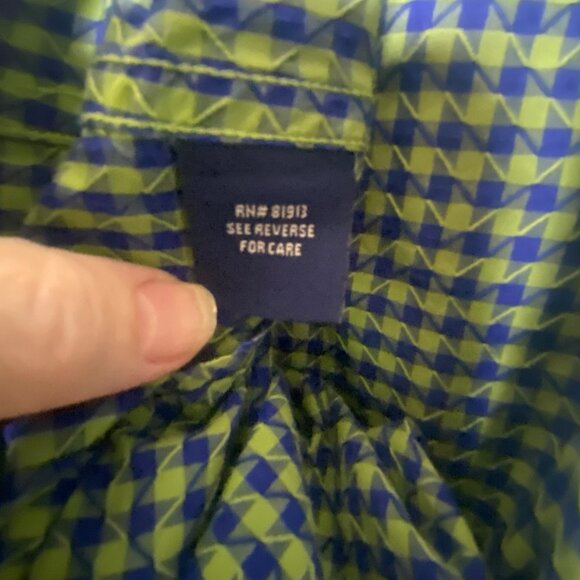 Robert Graham Flip Cuff Shirt Mens XL Green & Blue Geometric Preppy - Picture 9 of 15